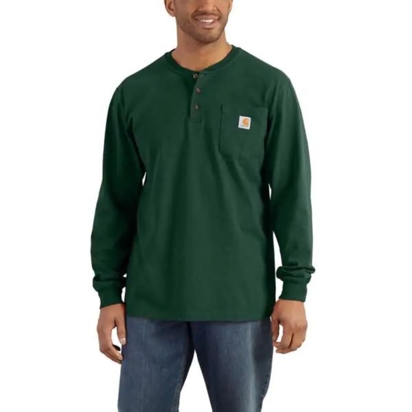 Carhartt LS Heavyweight Henley with MFG Logo & Back Lettering